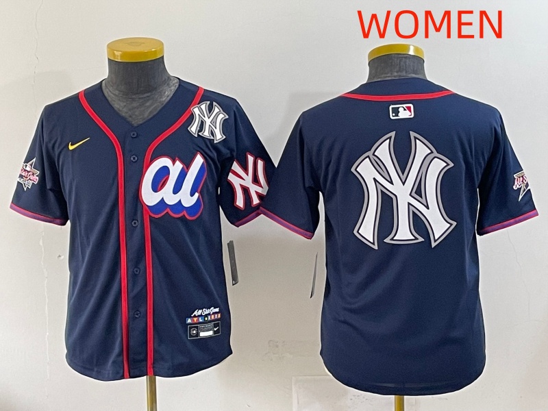 Women 2025 New York Yankees Blank Drak Blue All star Blank Blue Nike MLB Jersey style 19